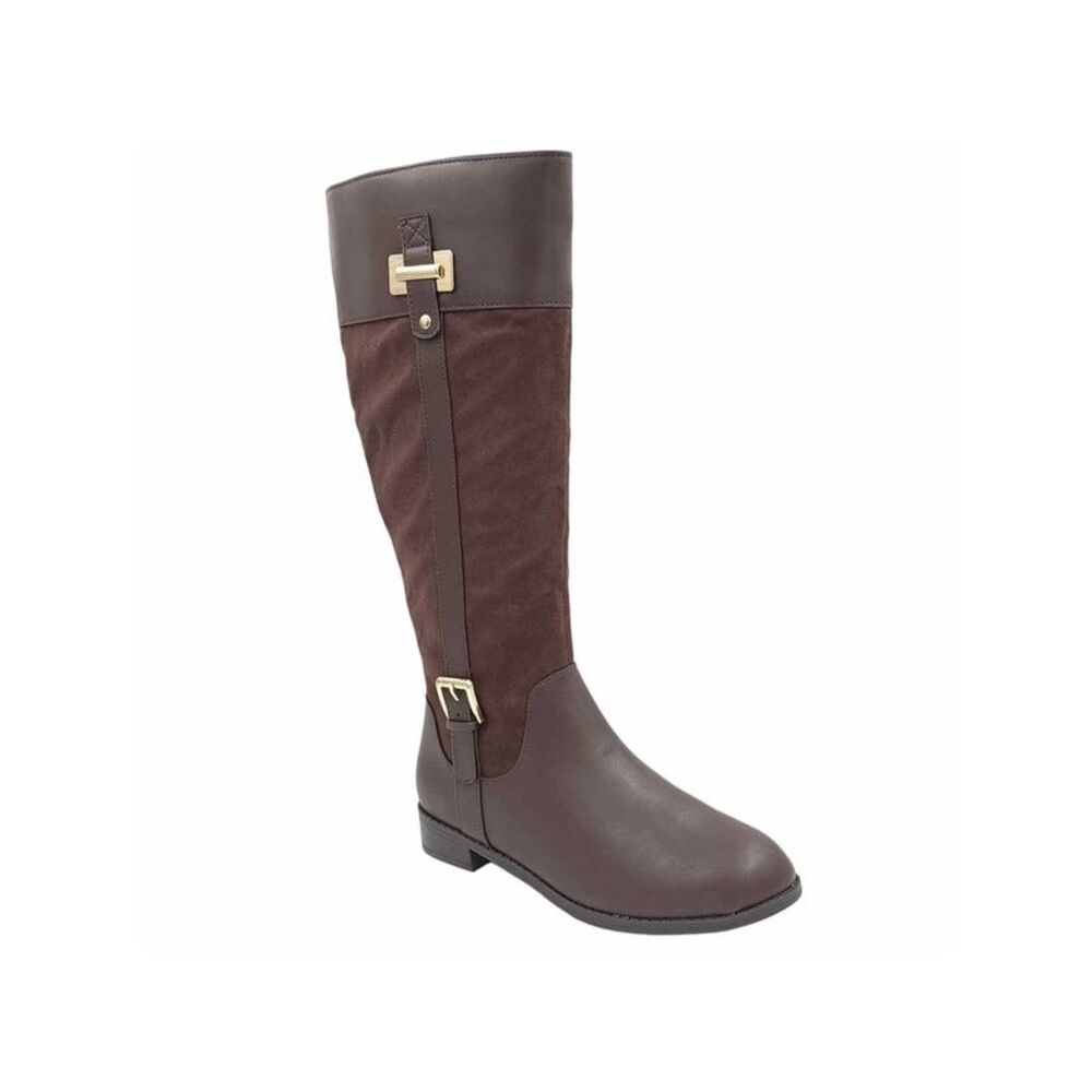 KAREN SCOTT Womens Brown Deliee2 Round Toe Block Heel Zip-Up Riding Boot 6.5 M